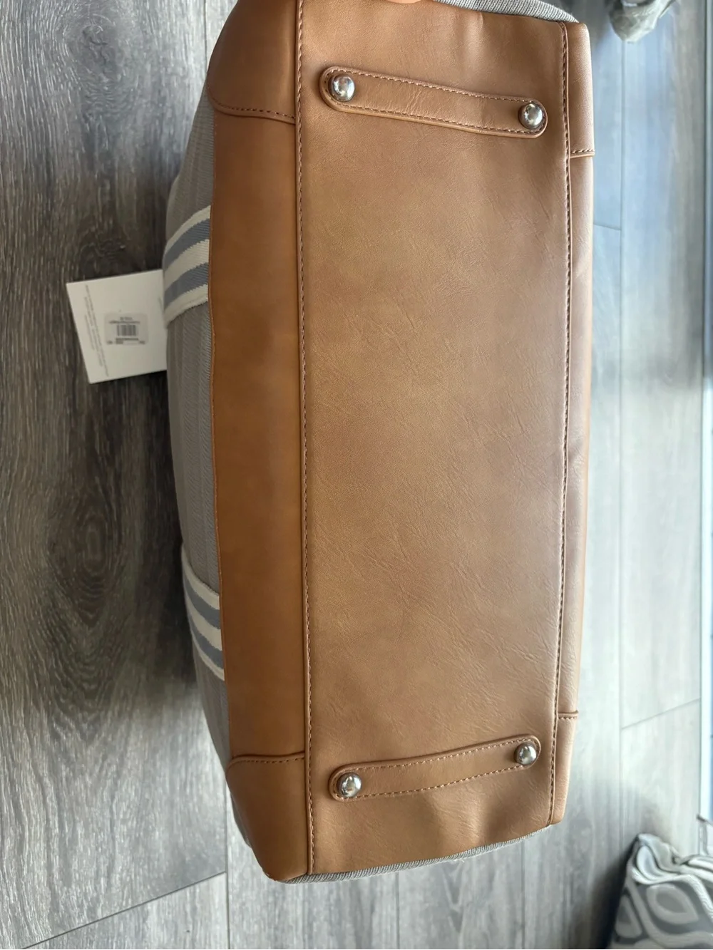 NWT Pottery Barn Canvas Diaper Tote with Striped Shoulder Straps